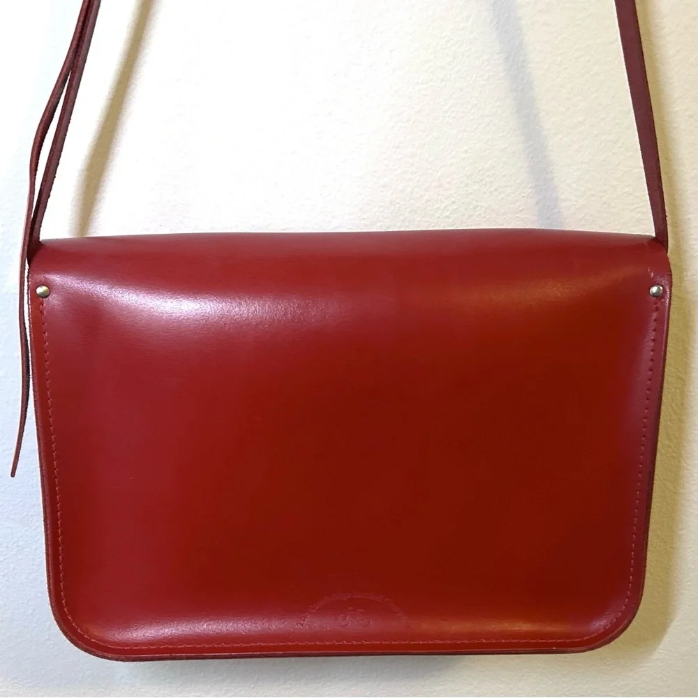 Cambridge Satchel Company 14 Inch Satchel in Red leather messenger bag academia - Picture 7 of 12
